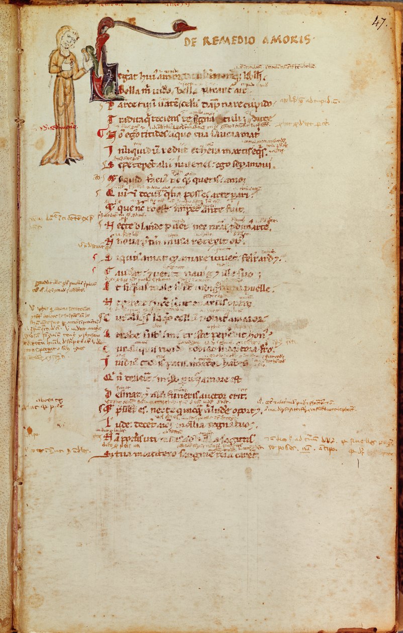 Page de texte avec une initiale historiée, de L