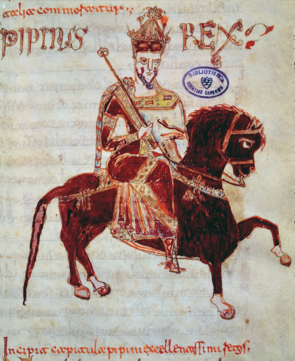 Ms 4 Portrait équestre de Pépin (c.773-810) Roi d