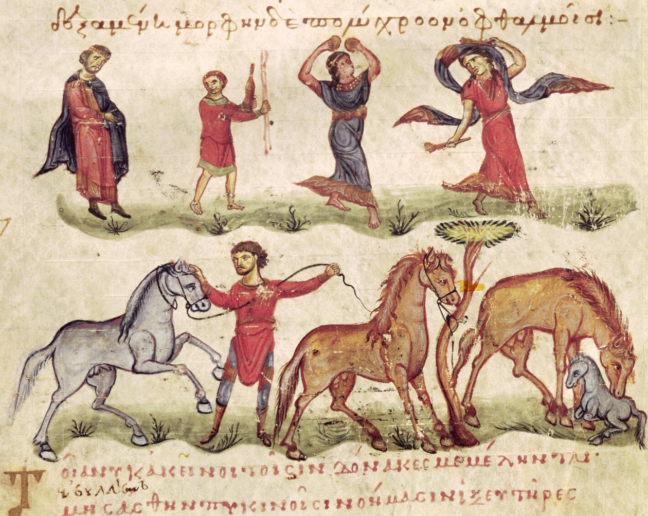 Ms Grec 479 Entraîneurs de chevaux, illustration tirée de l