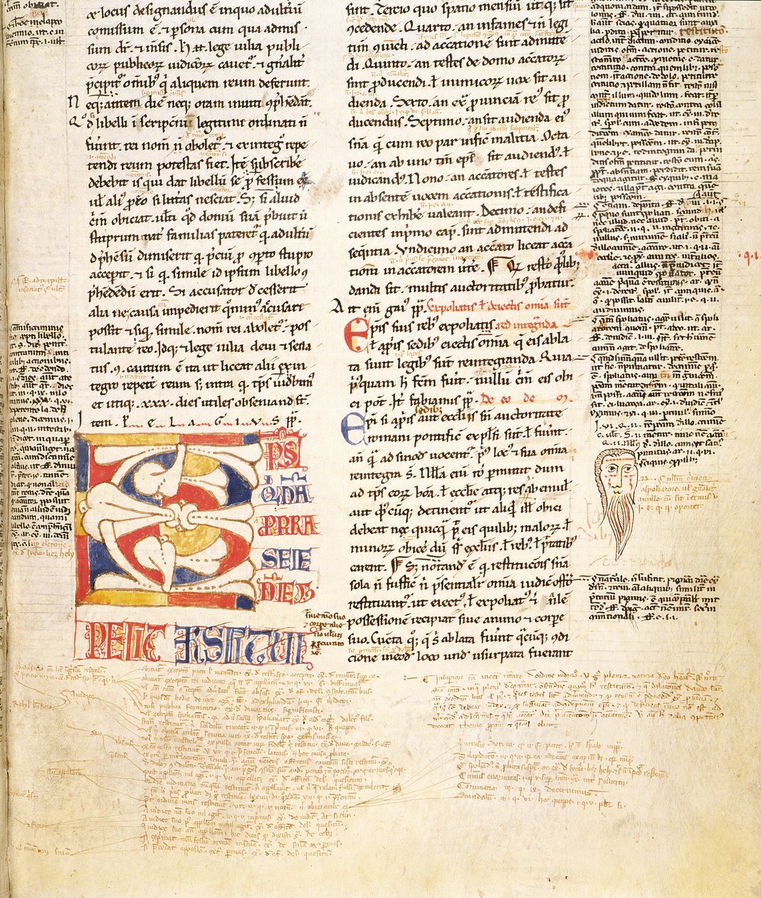 Détail d'une initiale historiée en forme de plante de Gratians Decretum ...