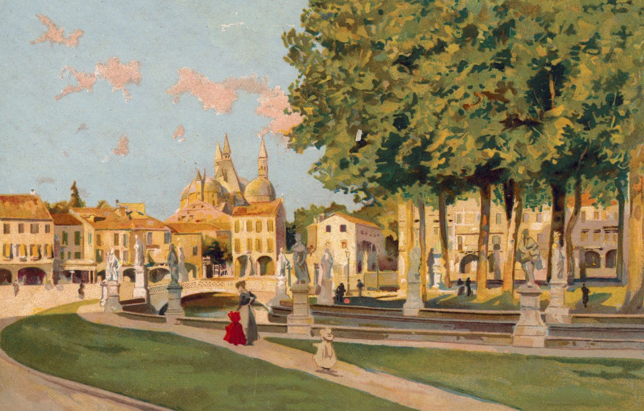 Padoue / Padua : Piazza Vittorio Emanuele, Prato della Valle (chromolitho) - Italian School