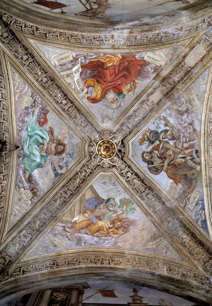 Patriarches Adam, Abraham, Jacob et Noé. 14ème siècle, fresque - Italian School