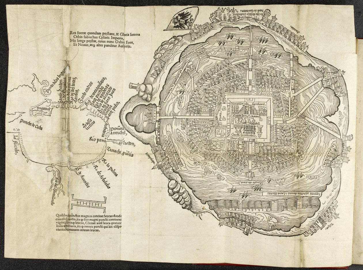 Plan de Mexico, dans Hernando Cortés, La preclara narratione di Ferdinando Cortese della Nuoua Hispagna, Venise - Italian School
