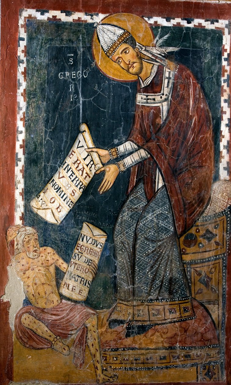 Pape Grégoire I le Grand (540-604) et Job - Italian School