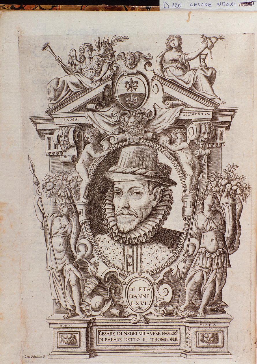 Portrait de Cesare Negri dit Il Trombone (1536-1604), un danseur italien - Italian School