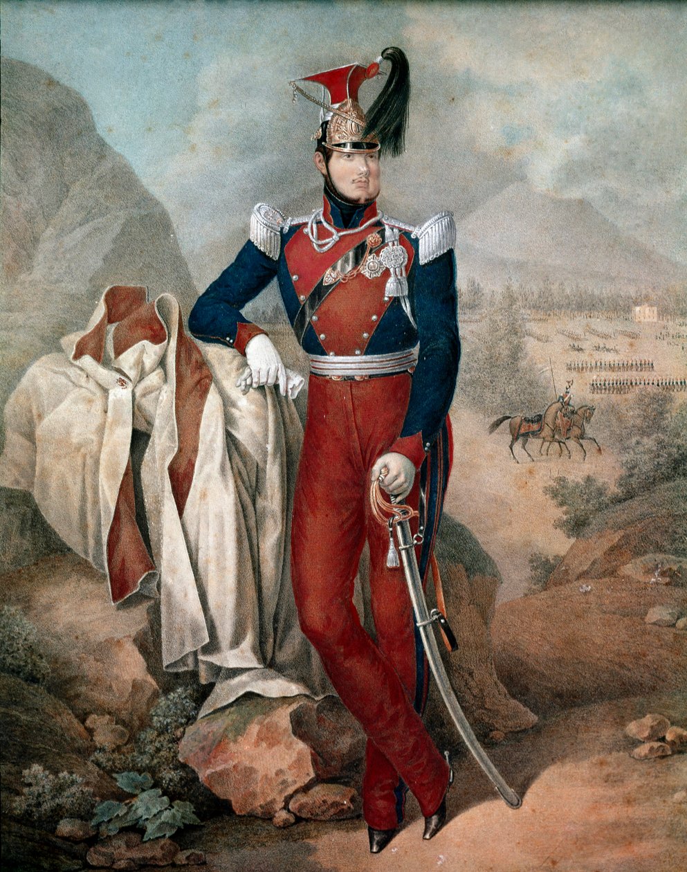Portrait de Ferdinand II (Ferdinando Carlo) (1810-1859), roi des Deux-Siciles. Aquarelle anonyme. XIXe siècle Museo Nazionale di San Martino Naples - Italian School
