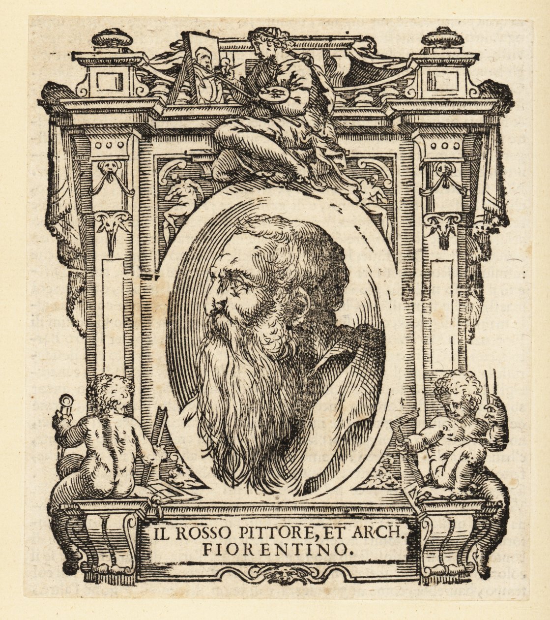 Portrait de Giovanni Battista di Jacopo, connu sous le nom de Rosso Fiorentino ou Il Rosso, architecte italien et peintre maniériste en huile et fresque de l