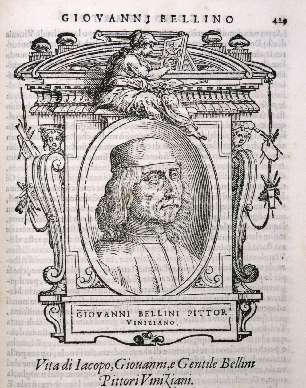 Portrait de Giovanni Bellini (c.1431-1516) de Vies des artistes de Vasari, première publication 1550 - Italian School