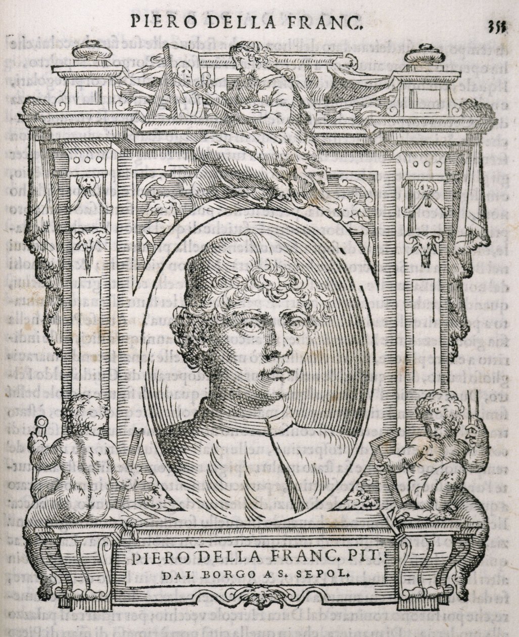 Portrait de Piero della Francesca (1415-92) de Vies des artistes de Vasari, première publication 1550 - Italian School