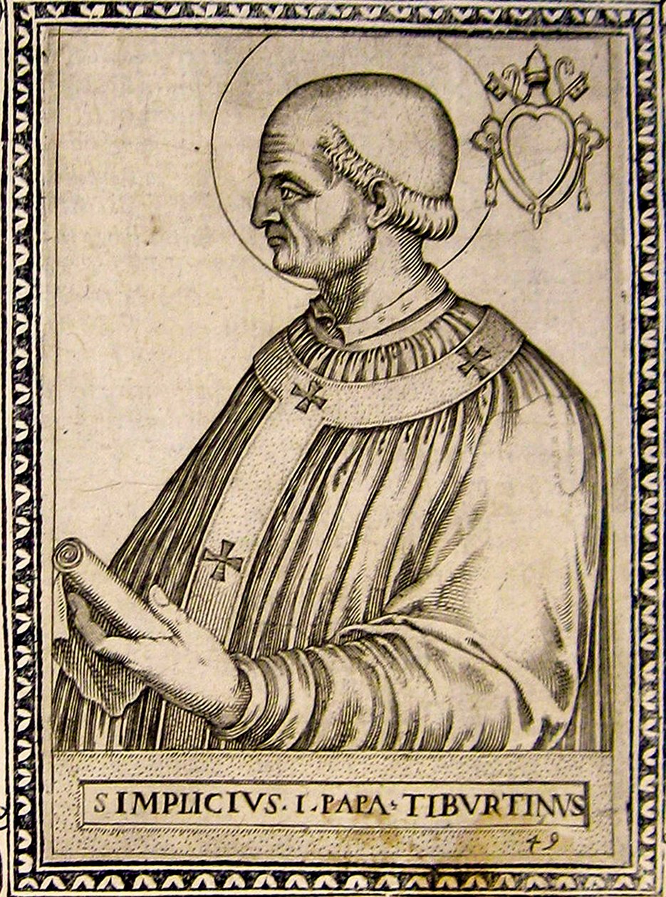 Portrait du Pape Simplicius, vers 1760 (gravure) - Italian School