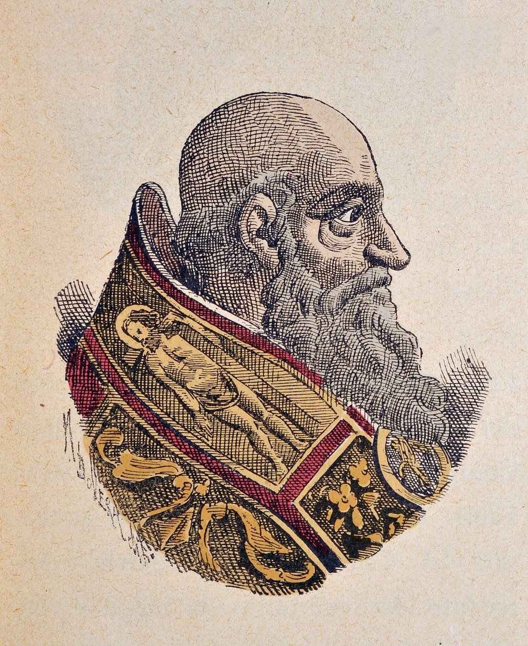 Portrait du pape Paul III (Paolo, Paulus ou Alessandro Farnese) (1534-1549), 1898 (gravure avec coloration ultérieure) - Italian School