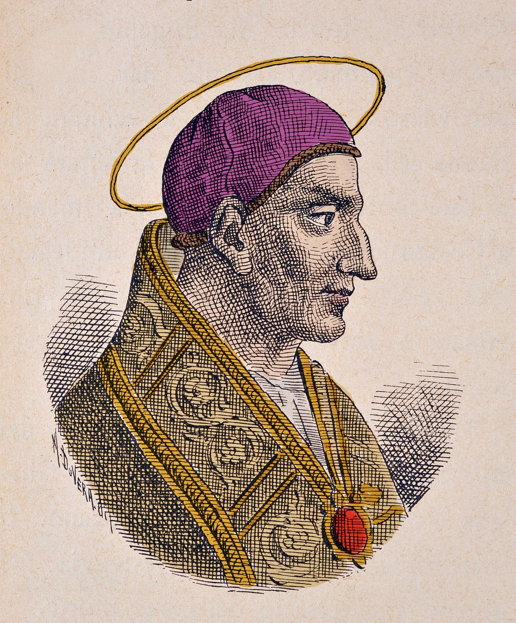 Portrait du Pape Vitalien (Vitalianus ou Vitaliano) (657-672) - Italian School