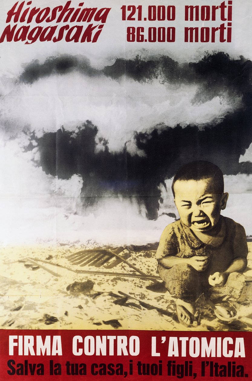 Affiche de protestation contre la bombe atomique créée par le Comité national des partisans de la paix - Italian School