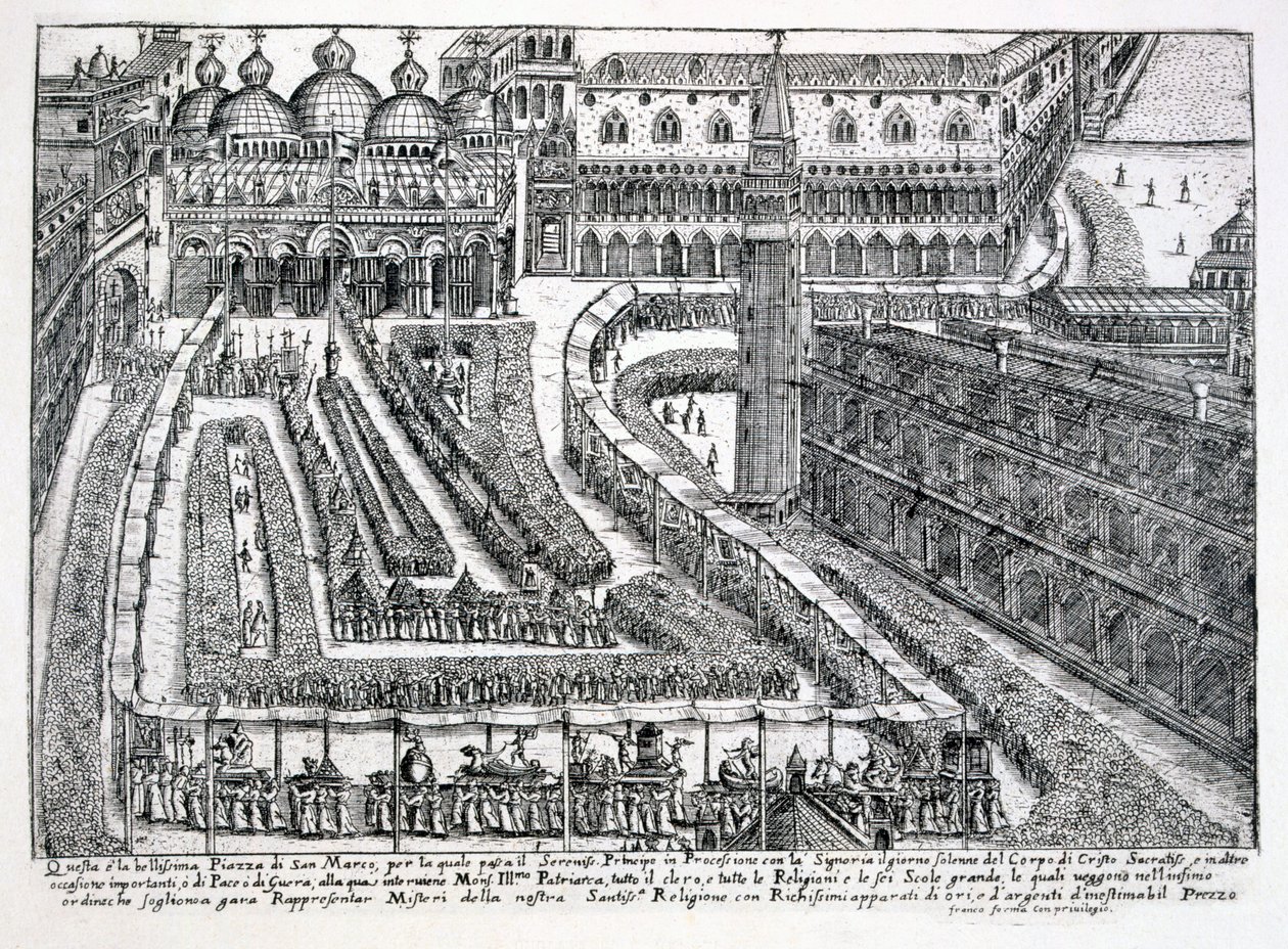 Procession pour la Fête-Dieu sur la Piazza San Marco, 1876 - Italian School
