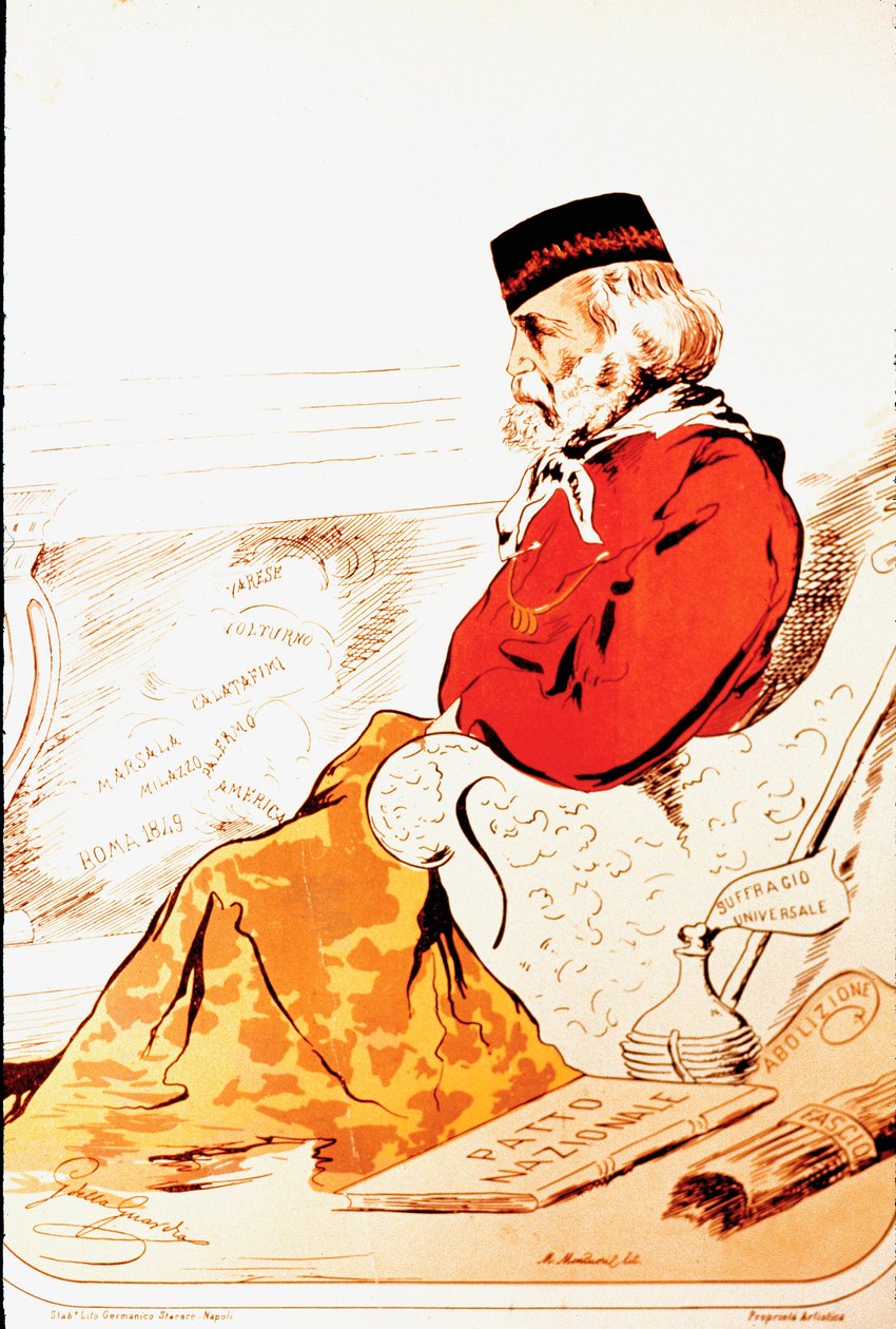 Représentation par des membres de la droite parlementaire des héros du Risorgimento et du patriote italien Giuseppe Garibaldi en 1874 - Italian School