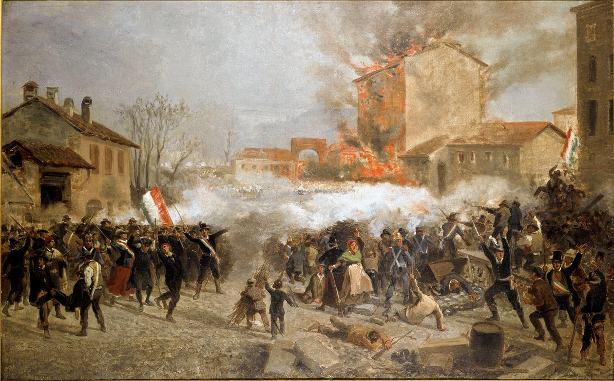 Révolutions de 1848, Cinq Jours de Milan : les insurgés prennent la porta Tosa le 22 mars - Italian School
