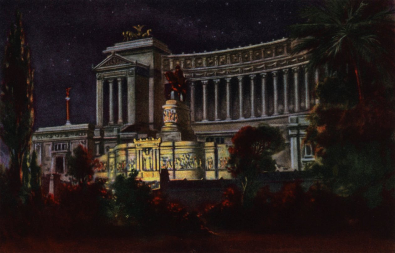 Rome : Monument à Victor Emmanuel II (lithographie couleur) - Italian School