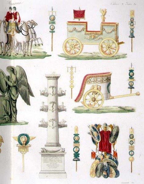 Chariots romains, trophées et monuments militaires, détail de la planche 20, classe 5 de la partie I de 