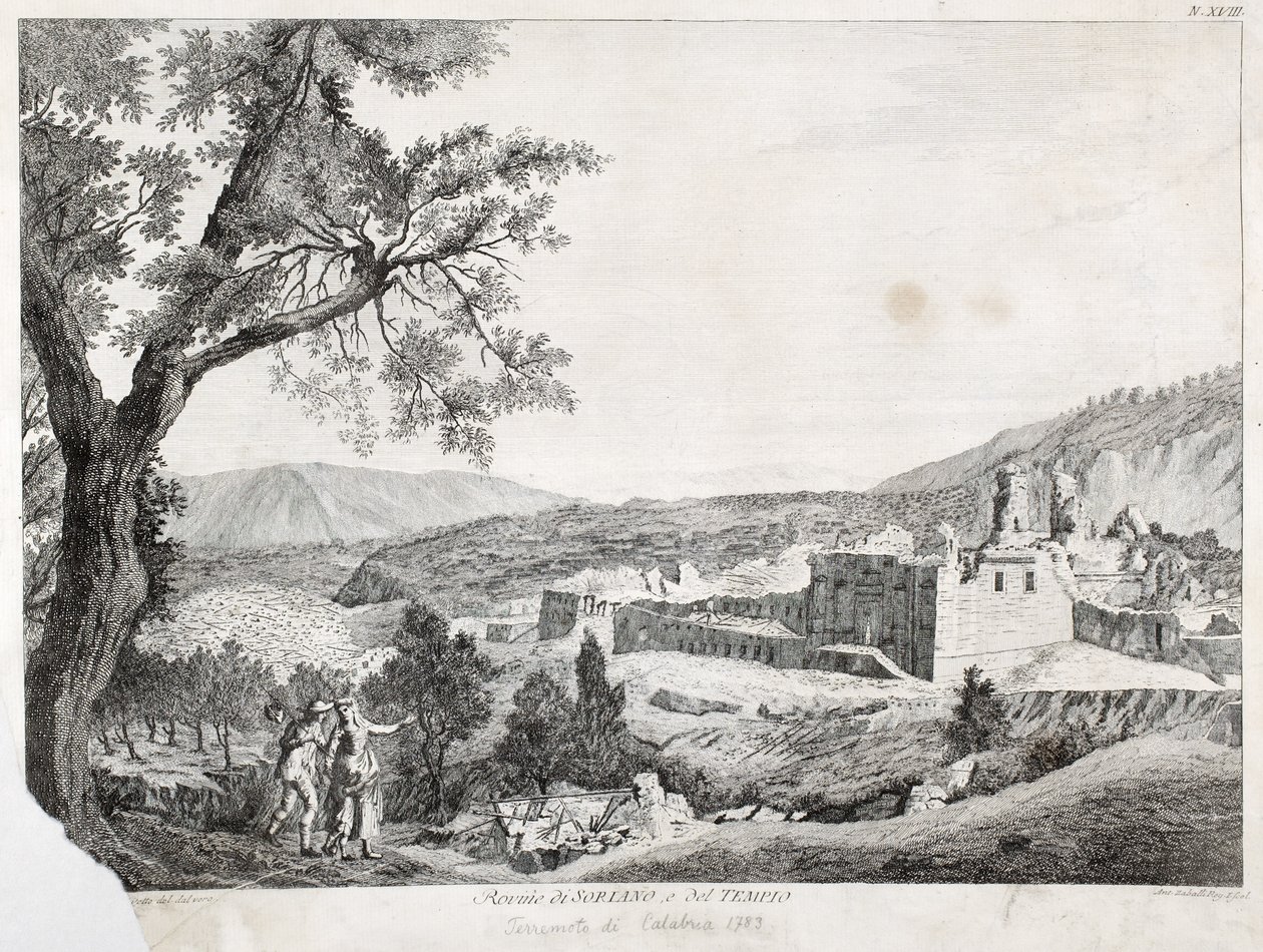 Ruines de Soriano Calabro et le temple, Calabre, 1783 - Italian School