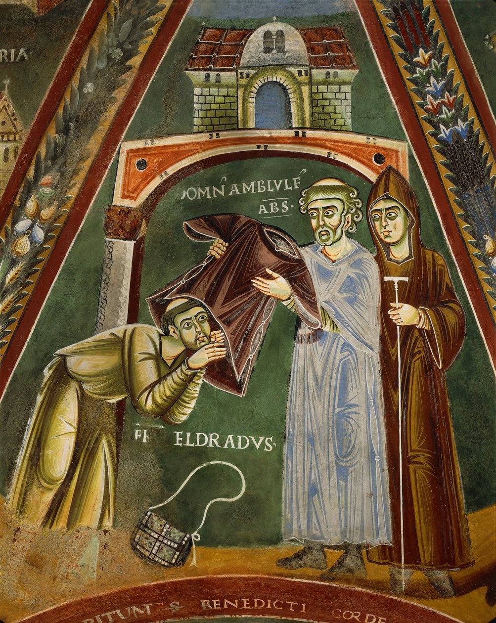 Saint Heldrad revient de Saint-Jacques-de-Compostelle, dans la chapelle des Saints Heldrad et Nicolas - Italian School