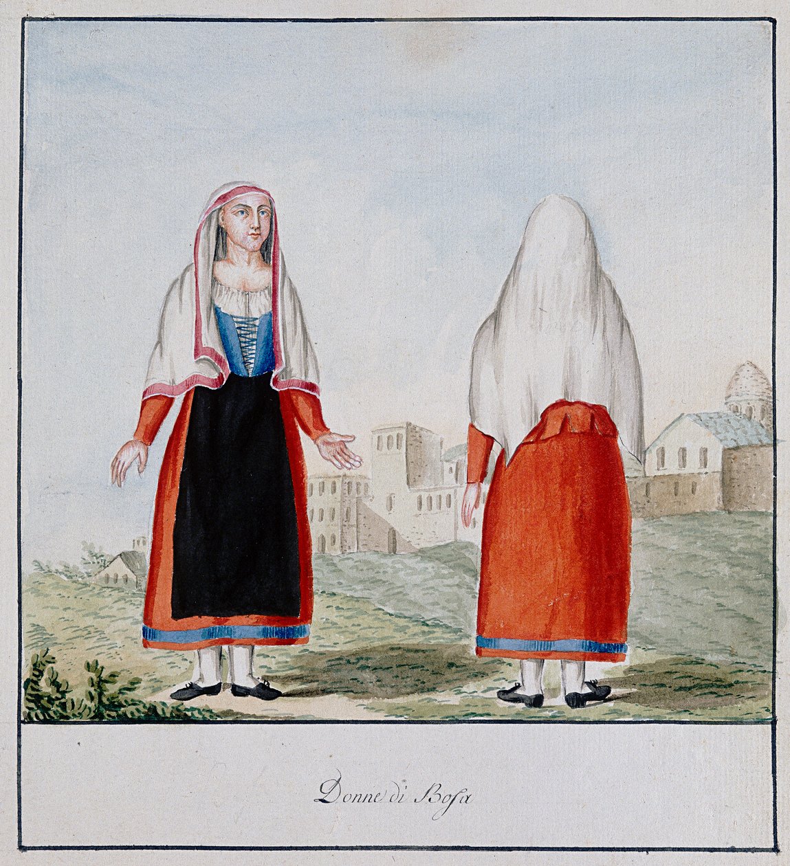 Costumes sardes de Bosa, imprimé ms.258, Collection Luzzetti - Italian School