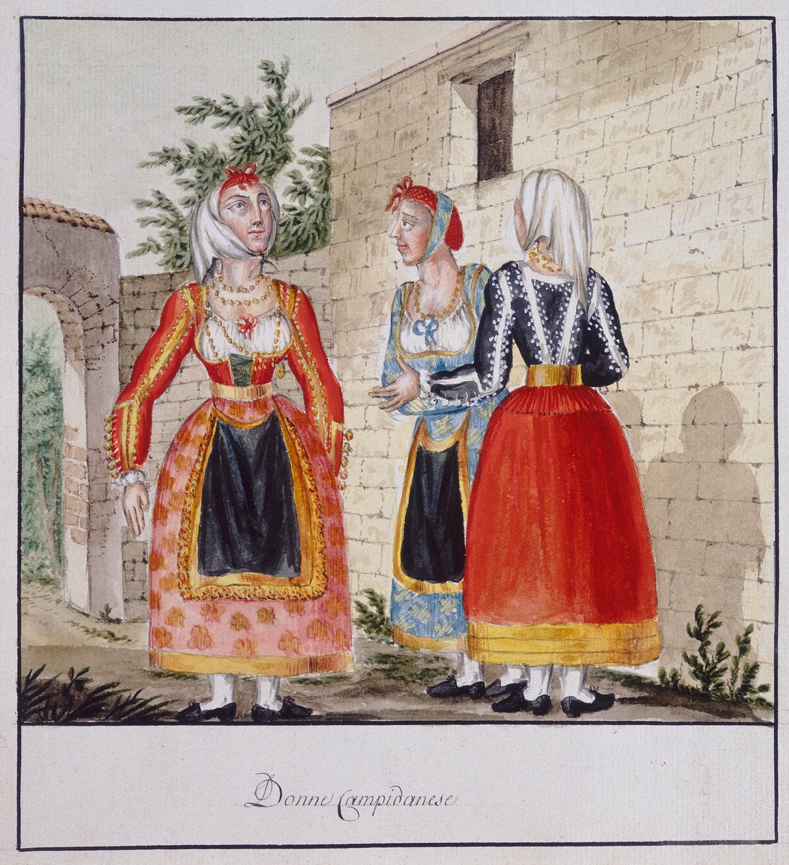 Femmes sardes en costumes de Campidano, imprimé ms.258, Collection Luzzetti - Italian School