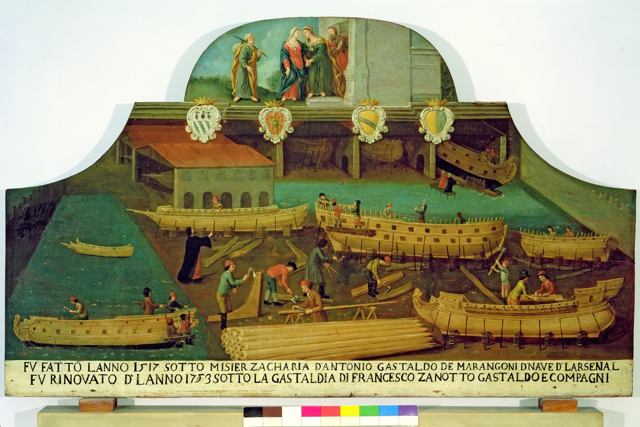 Enseigne pour la famille Marangoni de constructeurs de navires, vénitien, 1517 - Italian School