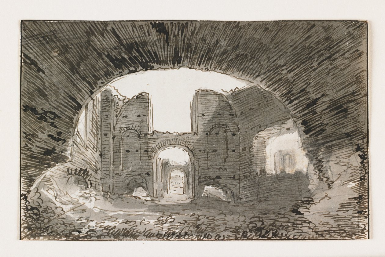 Esquisse des thermes de Caracalla, début du 19ème siècle - Italian School