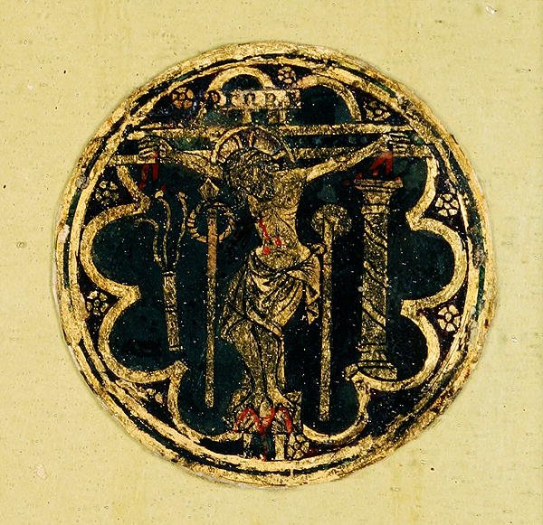 Petit panneau avec un médaillon de la Crucifixion - Italian School