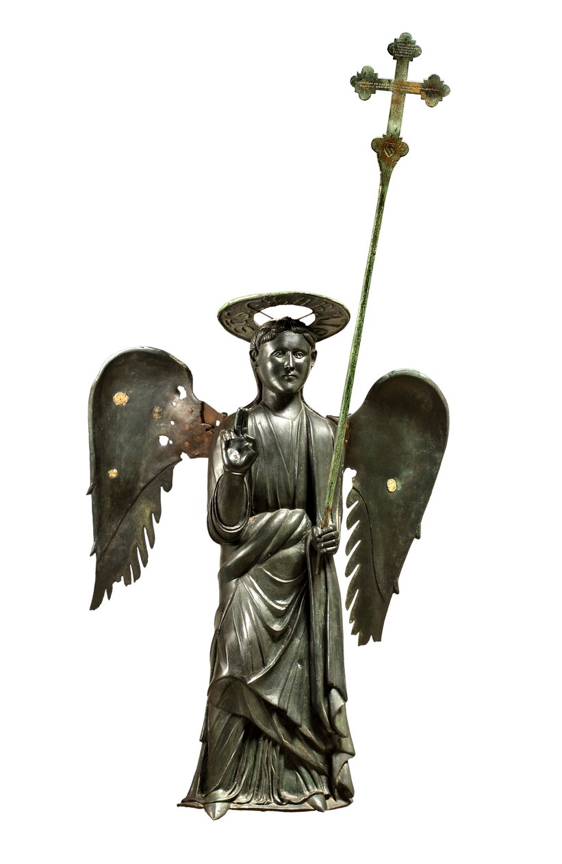 Saint Gabriel Archange tenant une croix processionnelle - Italian School