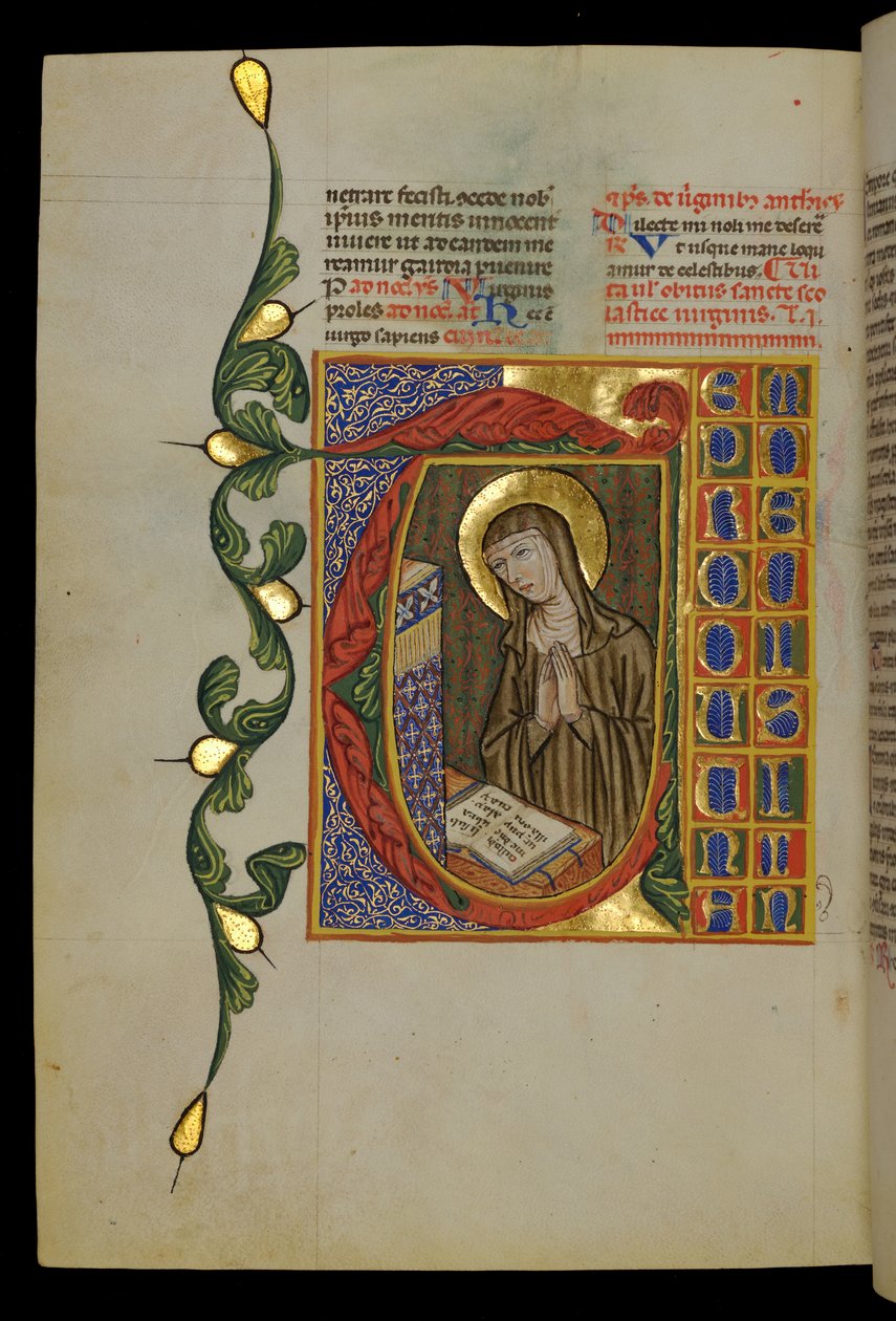 St Scholastique à livre ouvert - Italian School