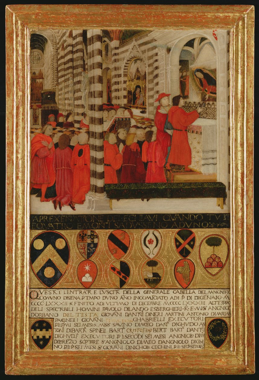Les clés de Sienne données à la Vierge - Italian School