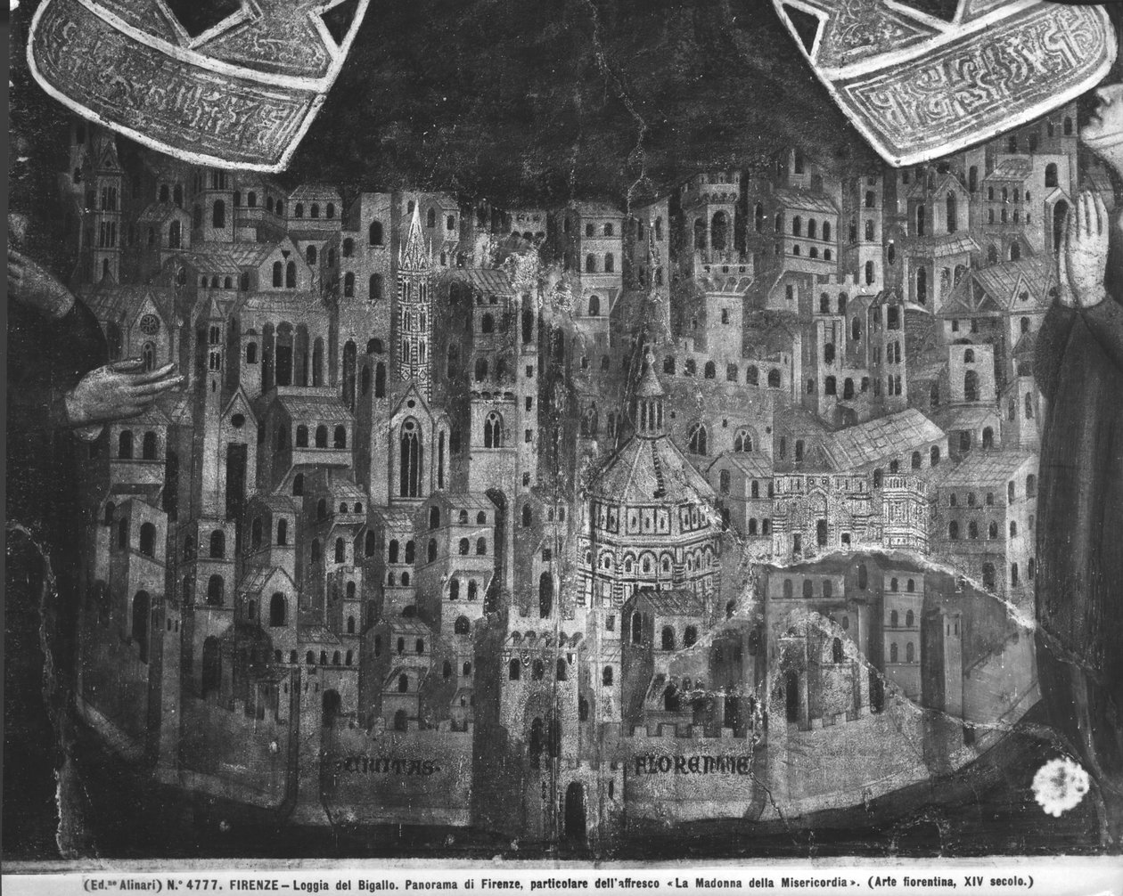 La Madone della Misericordia, détail de la ville de Florence - Italian School