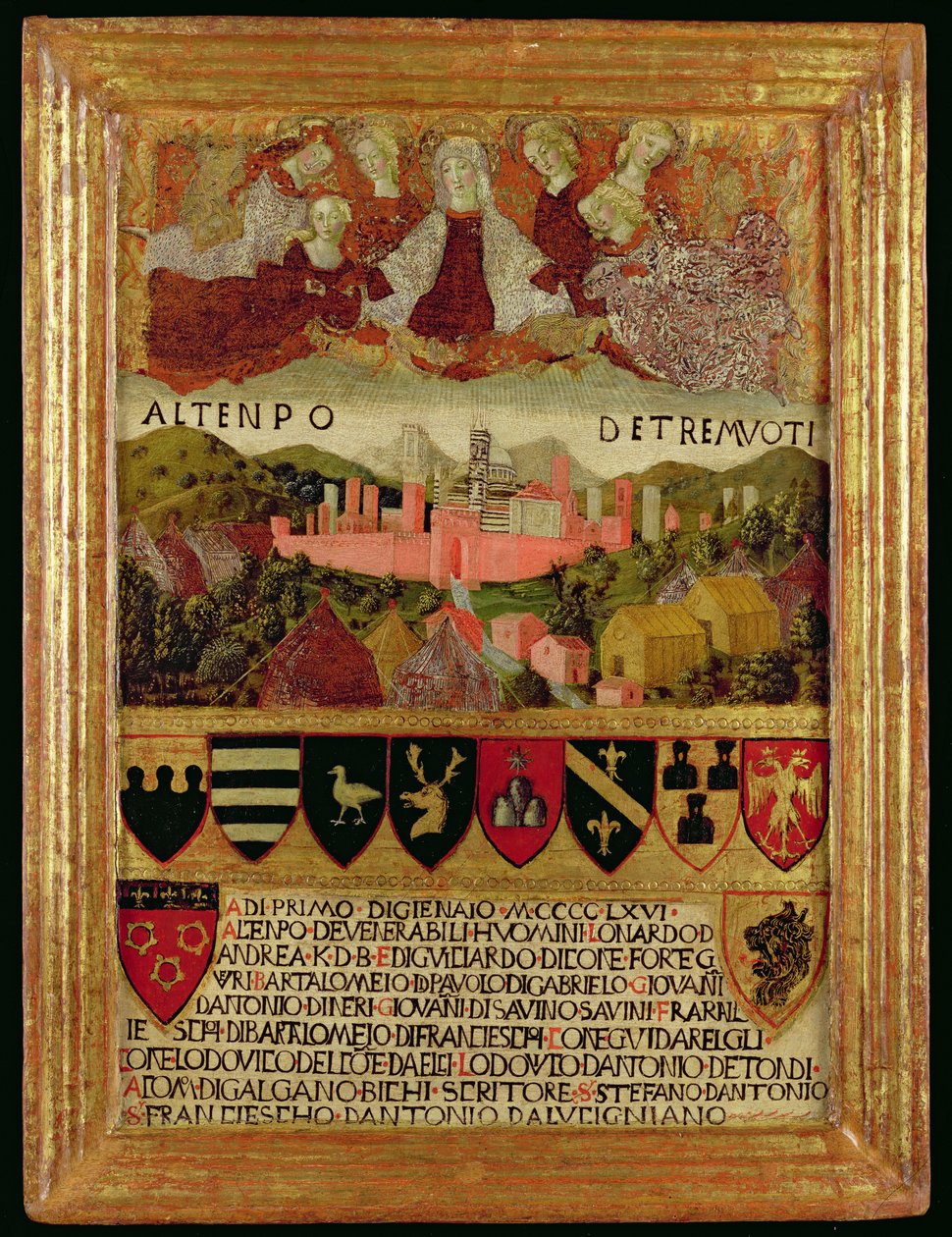 La Vierge protégeant Sienne du tremblement de terre de 1466 - Italian School