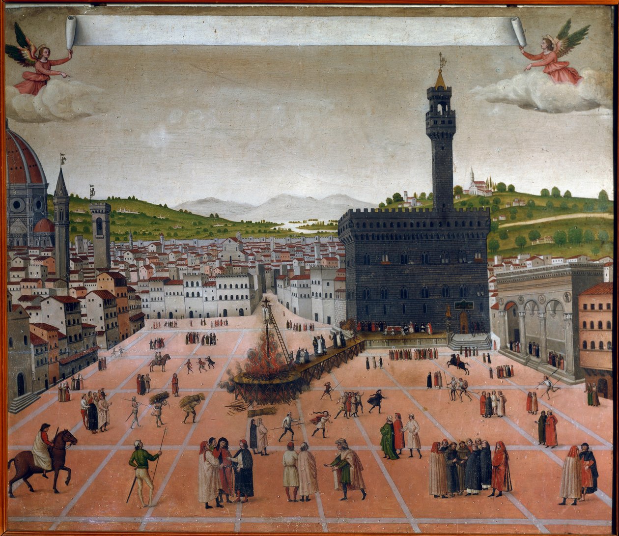 Le bûcher de Girolamo Savonarola sur la Piazza della Signoria, Florence en 1498 - Italian School