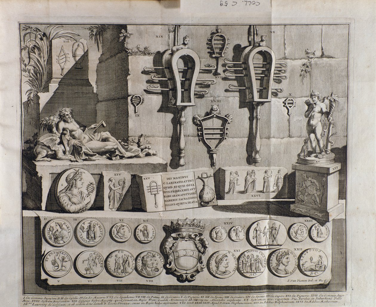 Le sistre (sistra), diverses représentations de De sistris par Benedictus Bacchinius (1651-1721) - Italian School