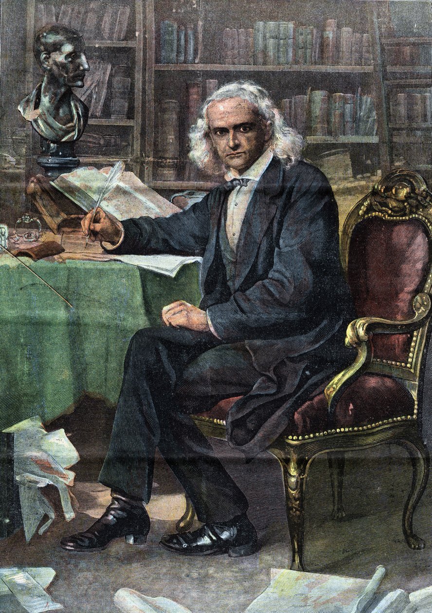 Theodor Mommsen (1817 - 1903), historien et homme politique allemand (Prix Nobel de littérature 1902) - dans "La Tribuna illustrata" - Italian School
