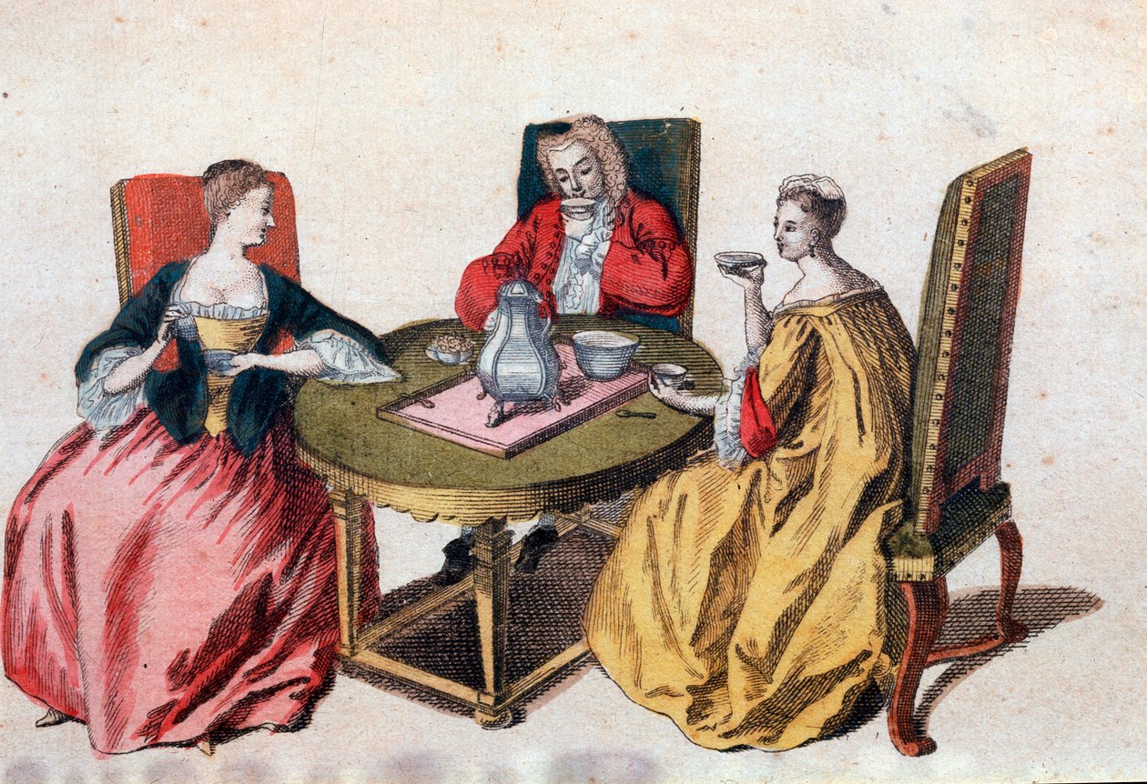 Trois nobles vénitiens dégustant un chocolat - Italian School