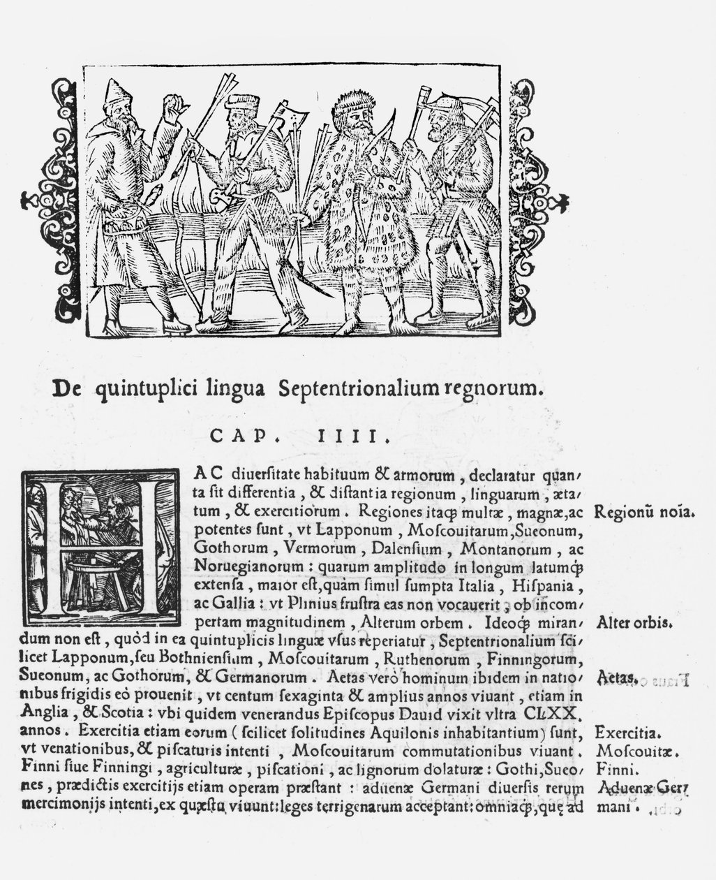 Variété de langues, illustration de Historia de Gentibus Septentrionalibus par Olaus Magnus (1490-1558), publié à Rome, 1555 - Italian School