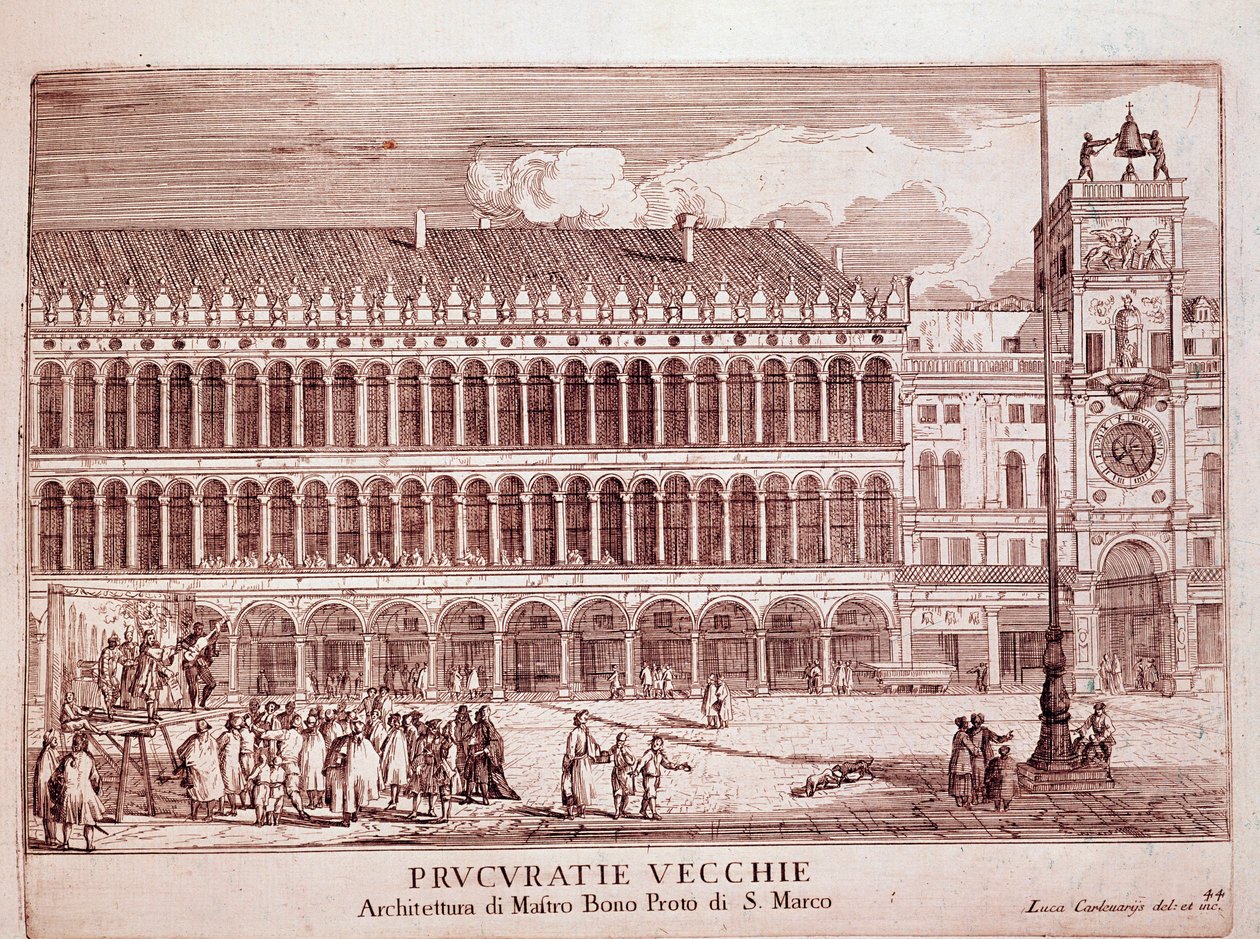 Vue des Procuraties Vecchie sur la place Saint-Marc à Venise - Italian School