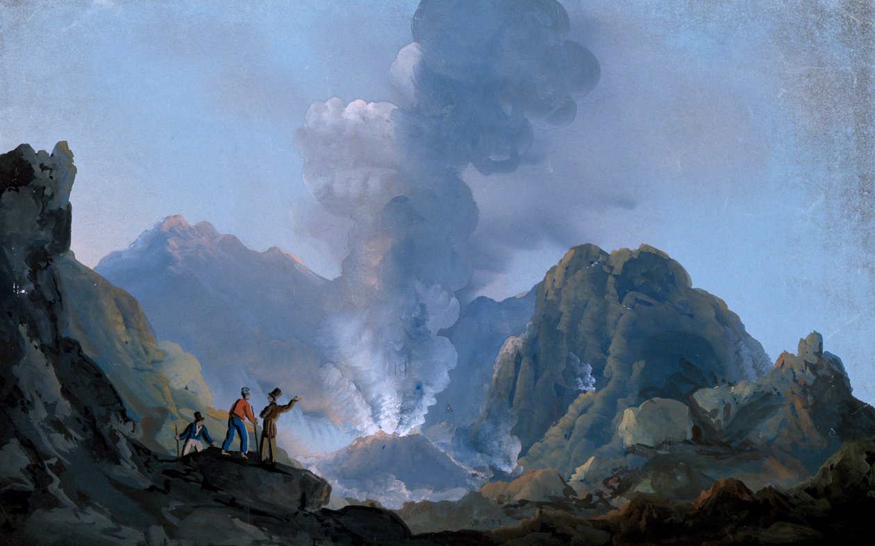 Vue du cratère du Vésuve en 1829 - Italian School