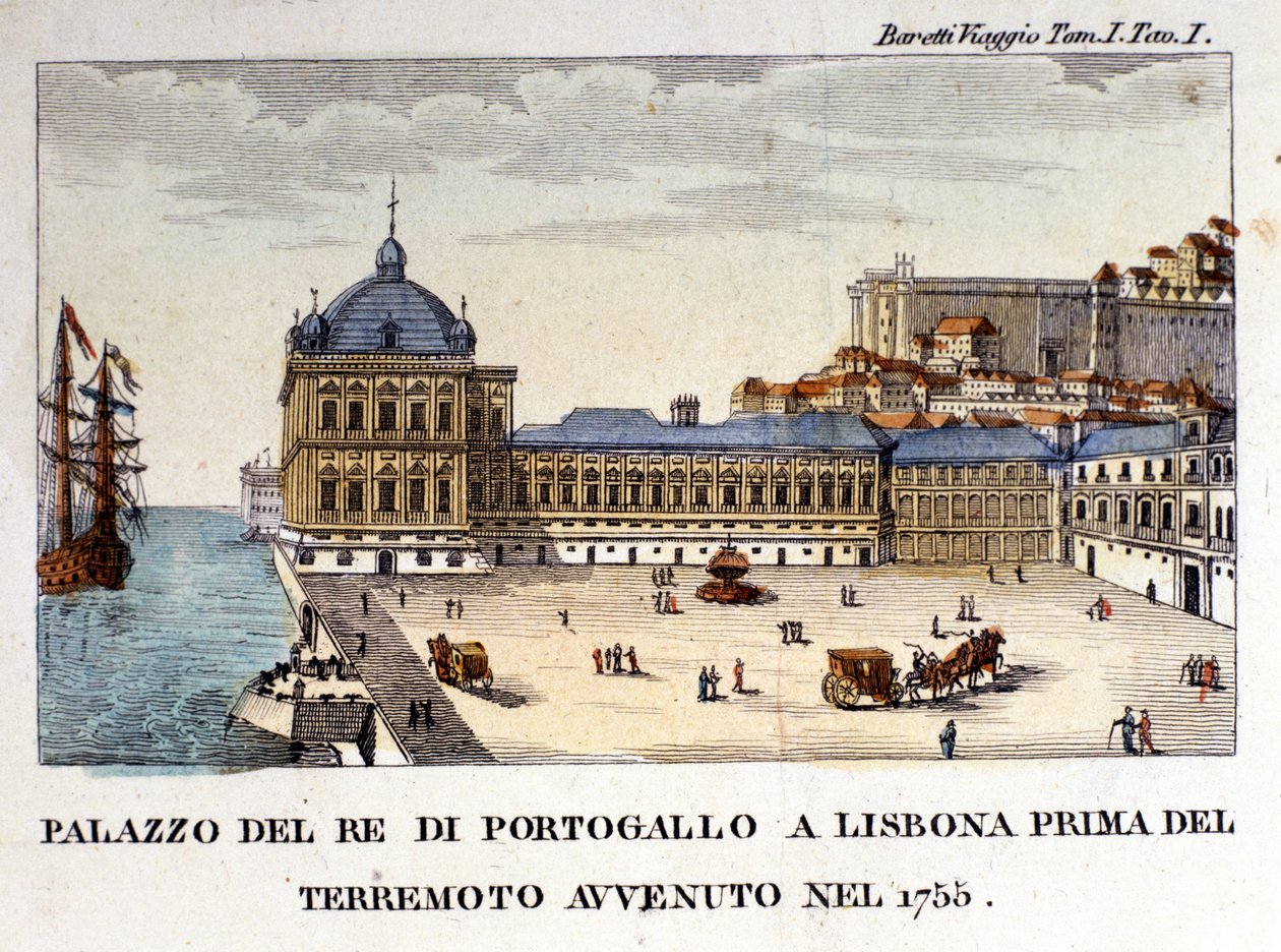 Vue du palais royal à Lisbonne avant le tremblement de terre de 1755. - Italian School