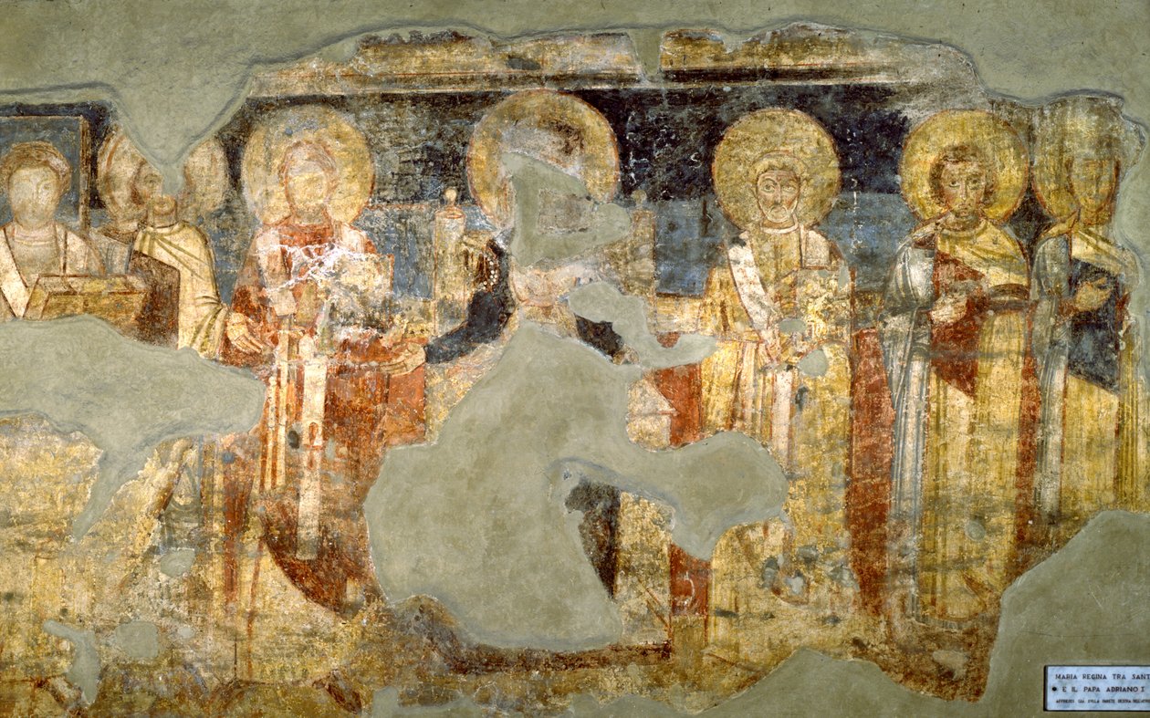 Vierge Marie et le Pape Adrien I - Italian School