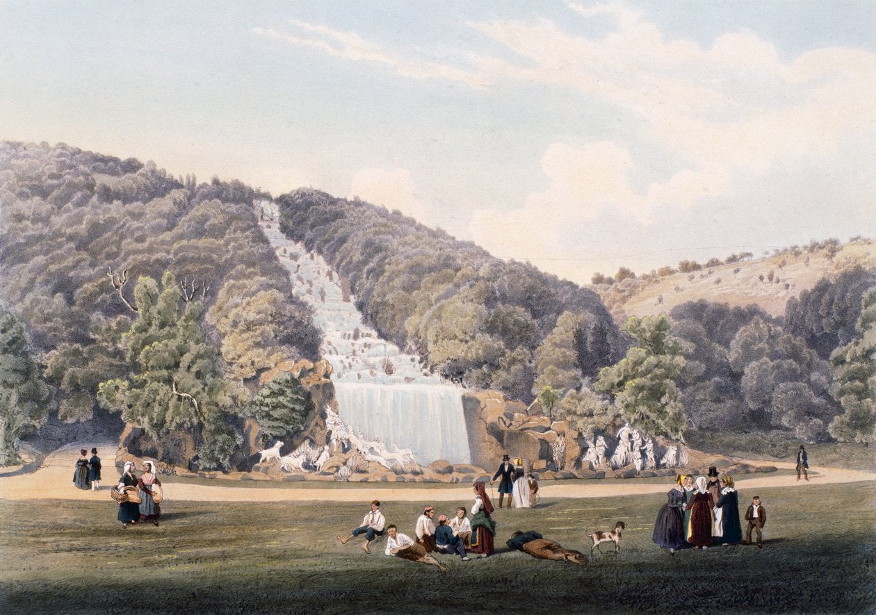 Cascade dans le parc du Palais Royal de Caserte, Italie - Italian School