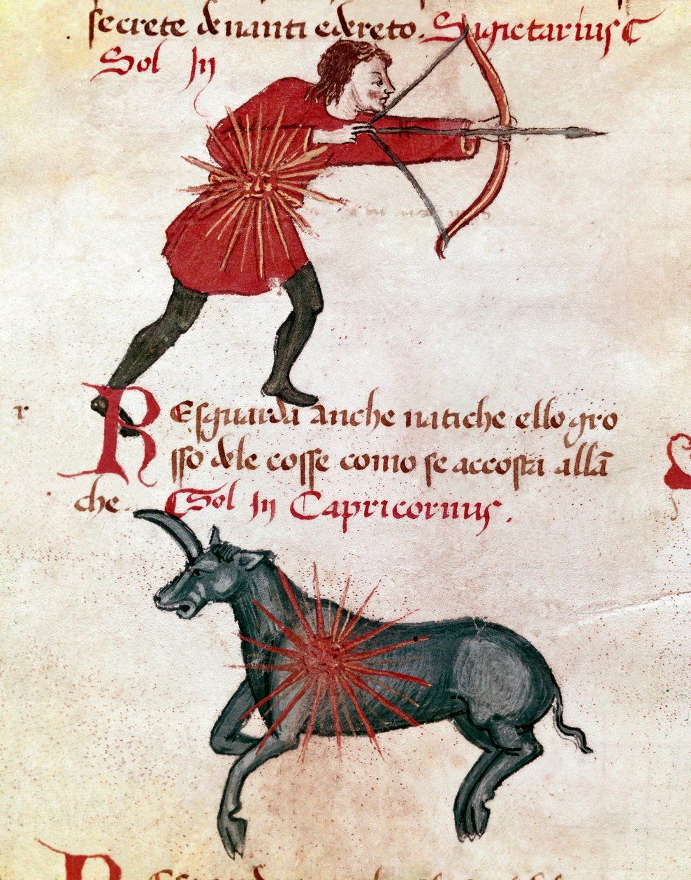 Signes du zodiaque : Sagittaire et Capricorne. (miniature) - Italian School
