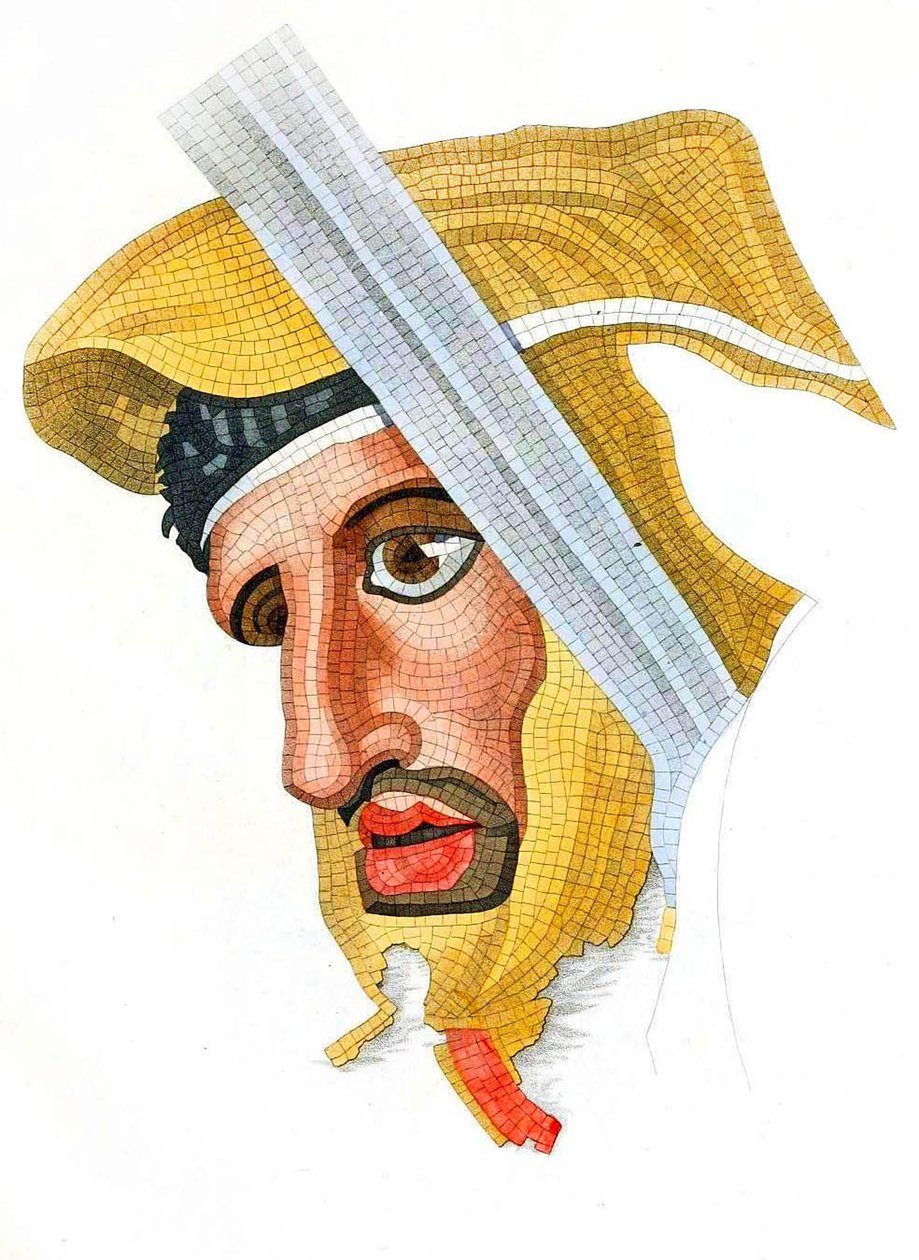 Mosaïque de sol, tête d