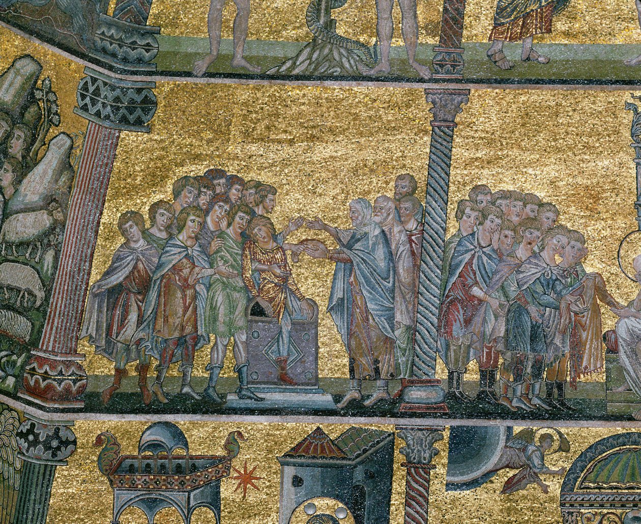 Joseph en Égypte : les frères vendent Joseph (mosaïque) - Italian school