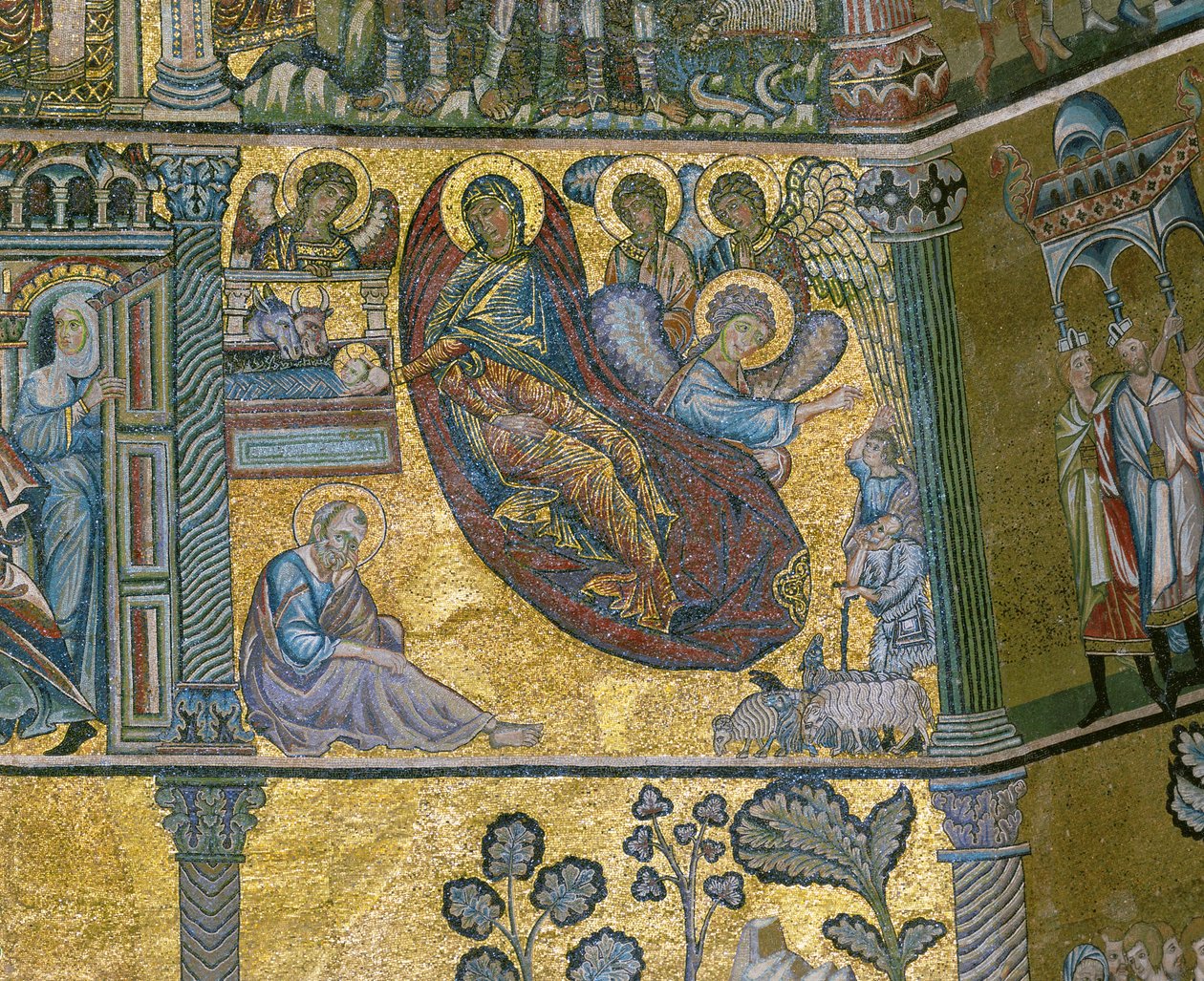 La naissance du Christ (mosaïque) - Italian school