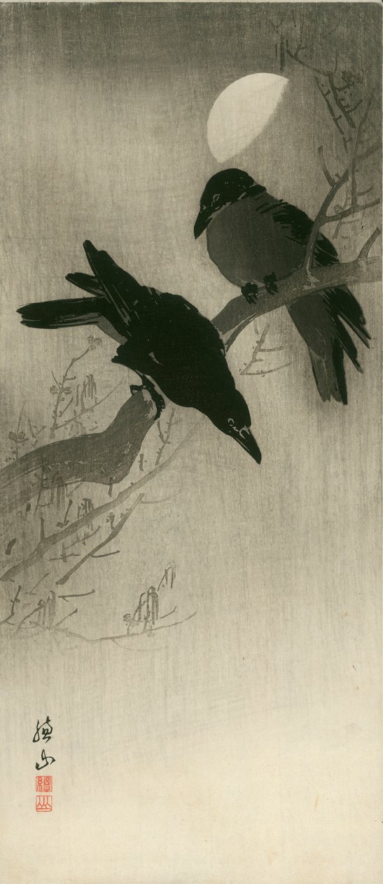 Deux corbeaux, vers 1920 (gravure sur bois) - Ito Sozan