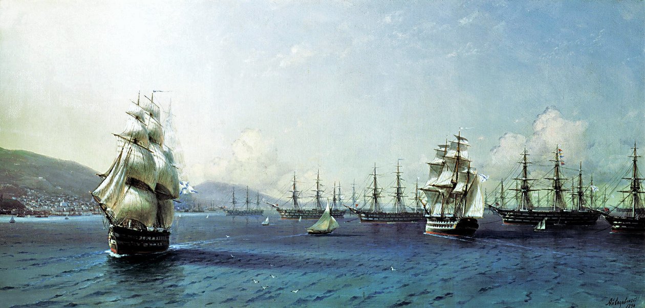 Flotte de la mer Noire dans la baie de Théodose, juste avant la guerre de Crimée - Ivan Aivazovsky